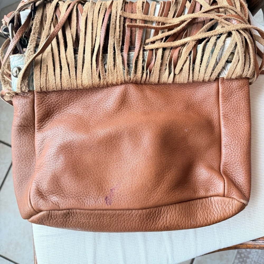 STS Ranchwear Boho Fringe Crossbody Purse Tan Leather Handbag Conceal Carry - Picture 11 of 16